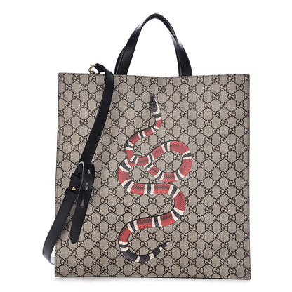 Gucci Soft GG Supreme Monogram Kingsnake Vertical Tote Black 1 of 10