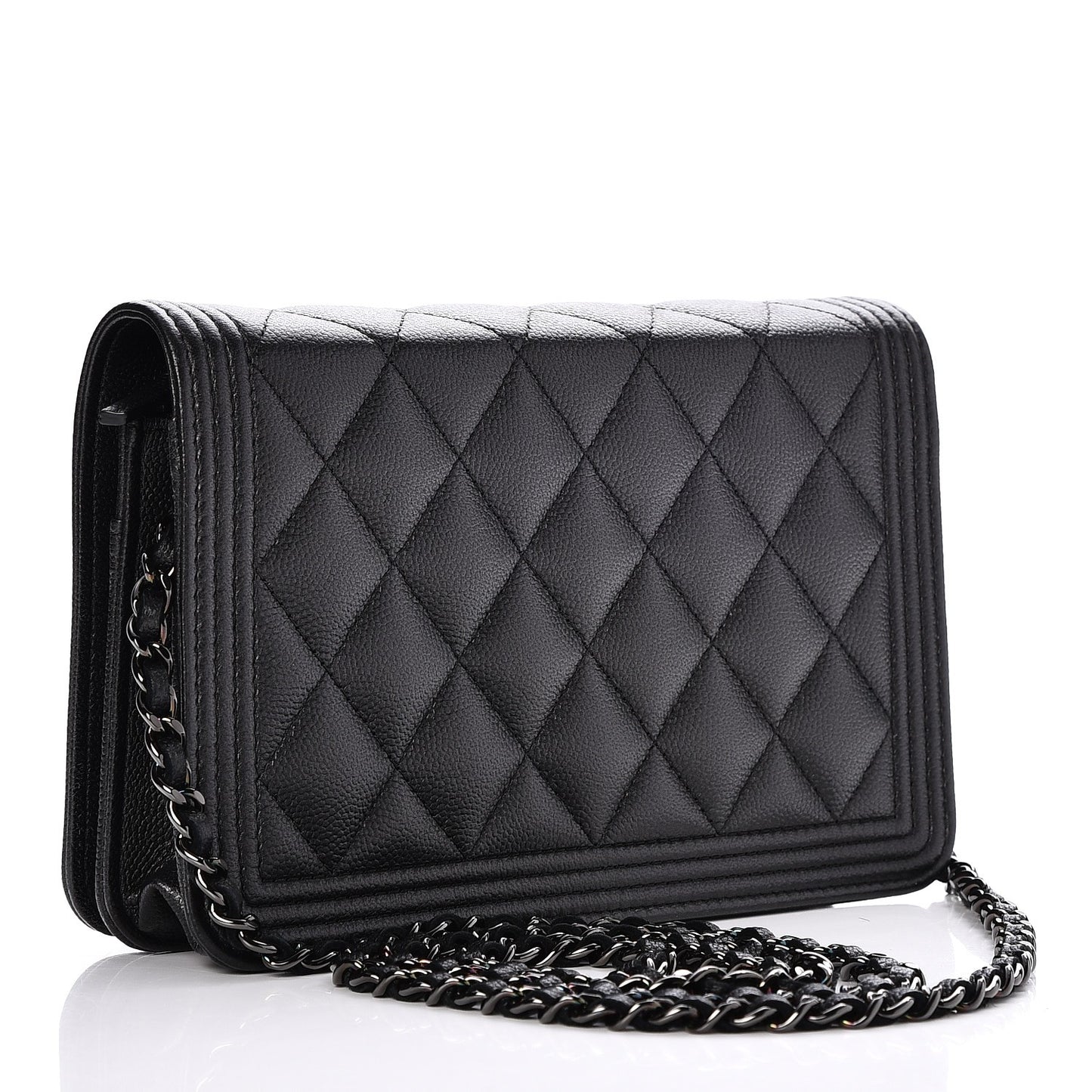 Caviar Quilted Boy Wallet On Chain WOC So Black