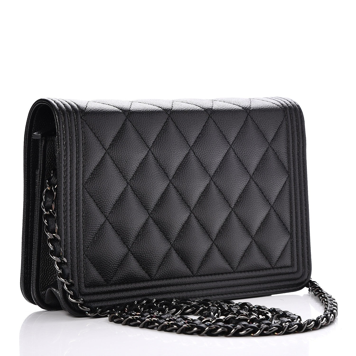 Chanel Caviar Quilted Boy Wallet On Chain WOC So Black 3 of 9