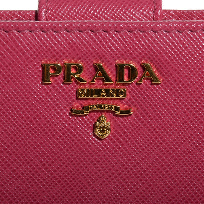 Prada Saffiano Metal Compact Wallet Ibisco 9 of 9