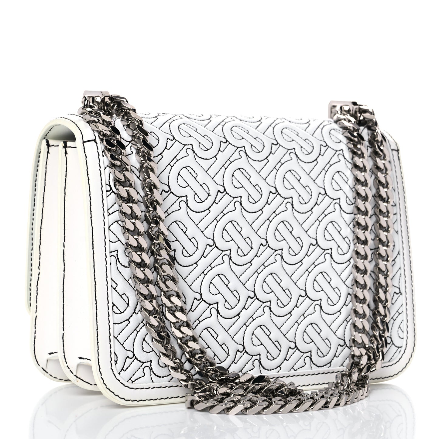 Calfskin Monogram Embossed Small TB Chain Bag Optic White