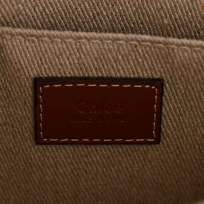 Chloe Cotton Calfskin Small Woody Ribbon Tote With Strap White Brown 11 of 23