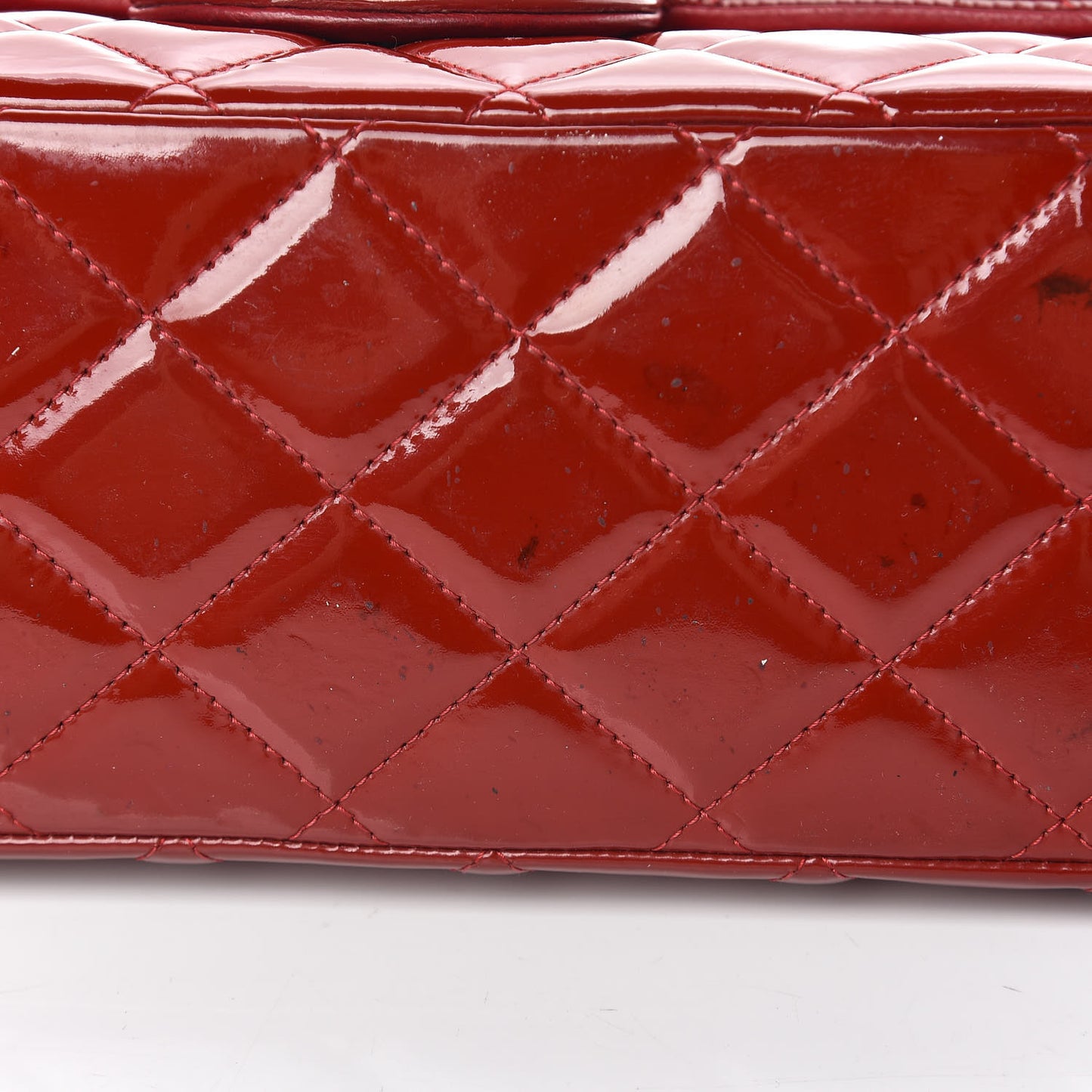 Patent Quilted Maxi Double Flap Red