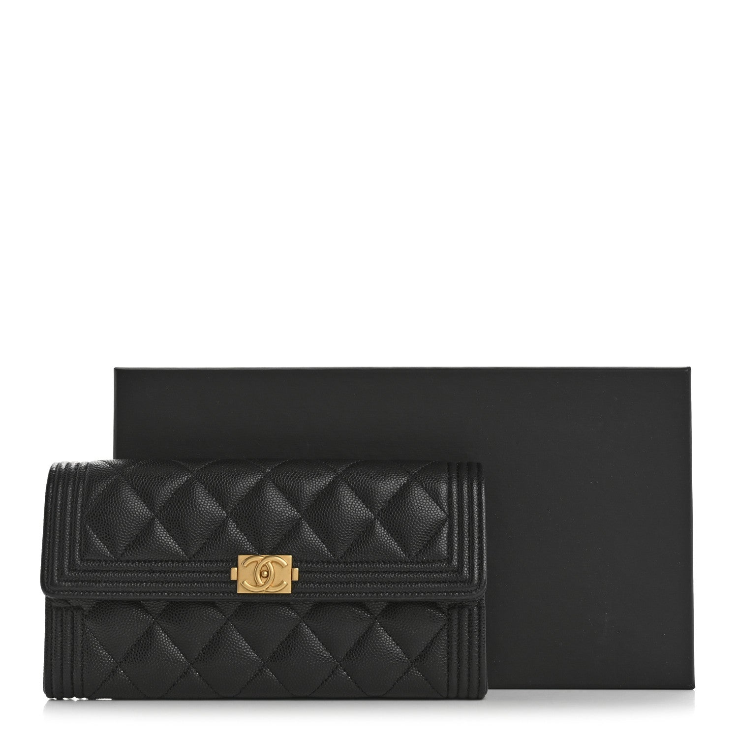 Chanel Caviar Quilted Large Boy Gusset Flap Wallet Black 9 of 9
