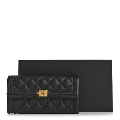 Chanel Caviar Quilted Large Boy Gusset Flap Wallet Black 9 of 9