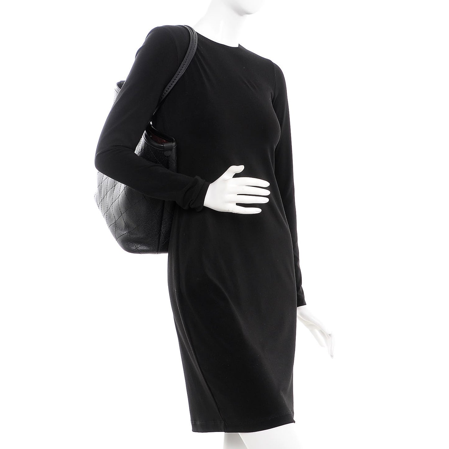 Grained Calfskin Shopping Fever Tote Black