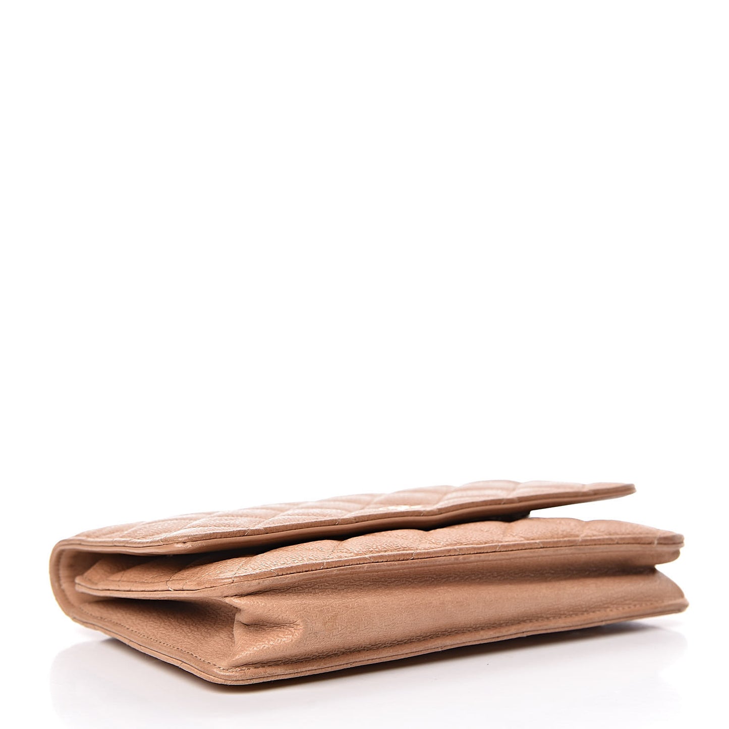 Letter Calfskin Embossed Quilted Wallet On Chain WOC Beige