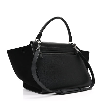 Celine Drummed Calfskin Suede Medium Trapeze Black 4 of 17