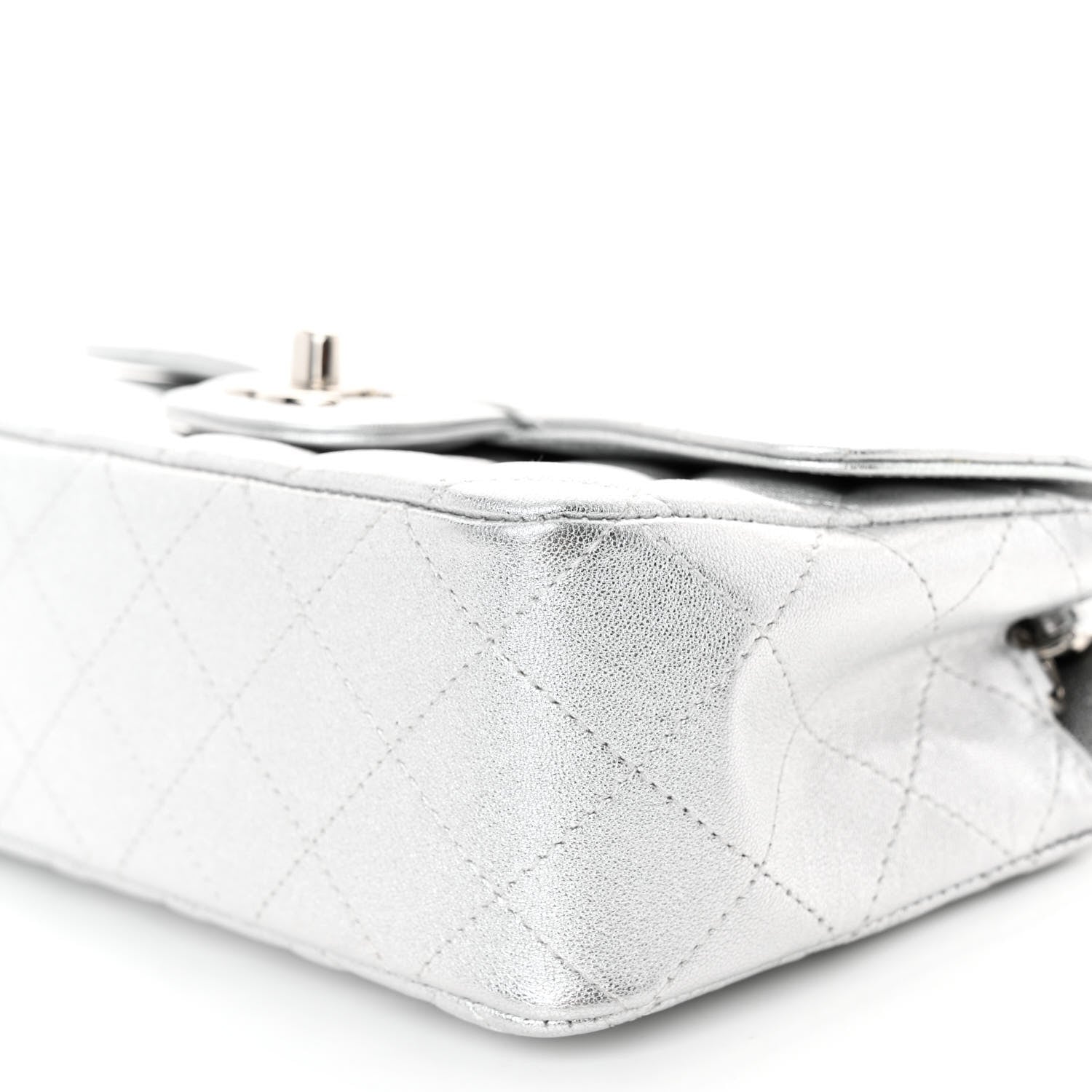 Chanel Metallic Lambskin Quilted Mini Rectangular Flap Silver 10 of 11