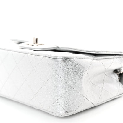 Chanel Metallic Lambskin Quilted Mini Rectangular Flap Silver 10 of 11