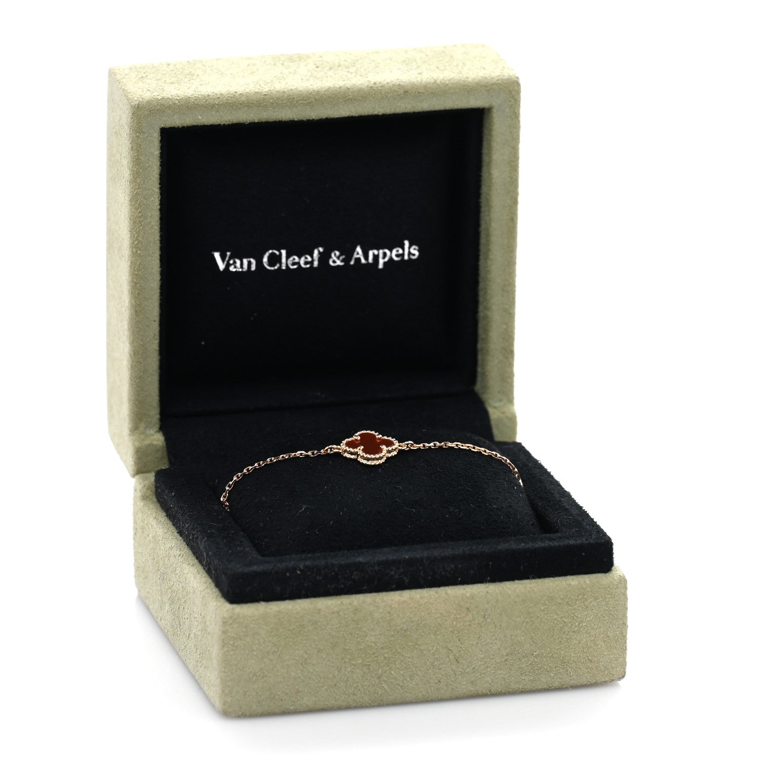 Van Cleef & Arpels 18K Rose Gold Carnelian Sweet Alhambra Bracelet 4 of 4