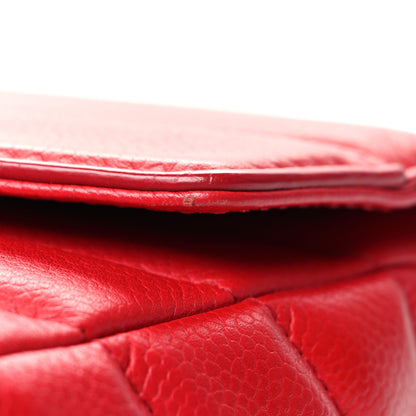 Chanel Caviar Chevron Quilted Single Flap Red 11 of 12