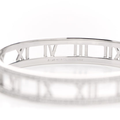 Tiffany 18K White Gold Diamond Atlas Open Hinged Bangle Bracelet 4 of 5
