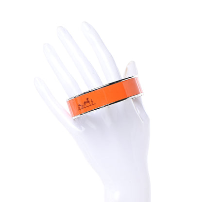 Hermes Enamel Printed Wide Caleche Bracelet 70 Orange 2 of 5