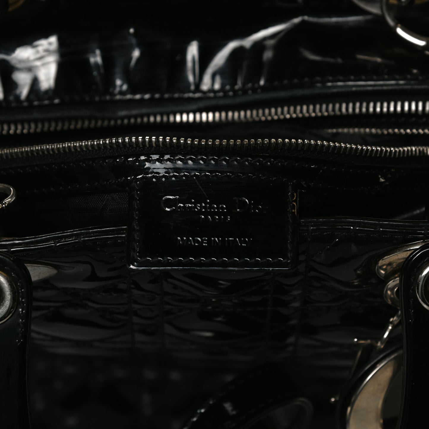 Patent Cannage Large Lady Dior Black