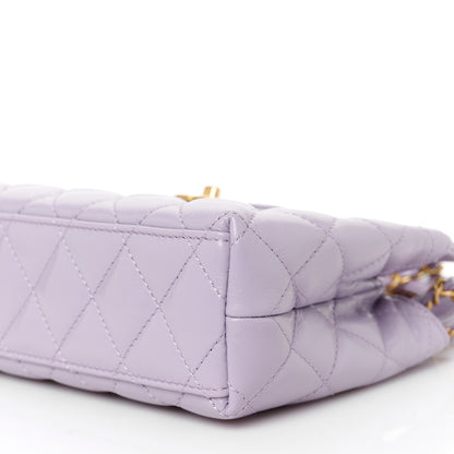 Chanel Shiny Aged Calfskin Quilted Nano Kelly Shopper Lilac 10 of 10
