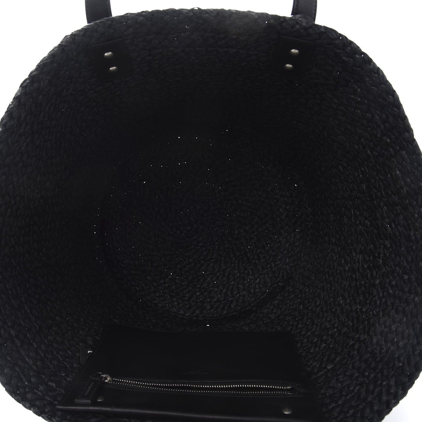 Raffia Medium Panier Bag Black