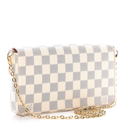 Louis Vuitton Damier Azur Pochette Felicie Chain Wallet Rose Ballerine 3 of 17
