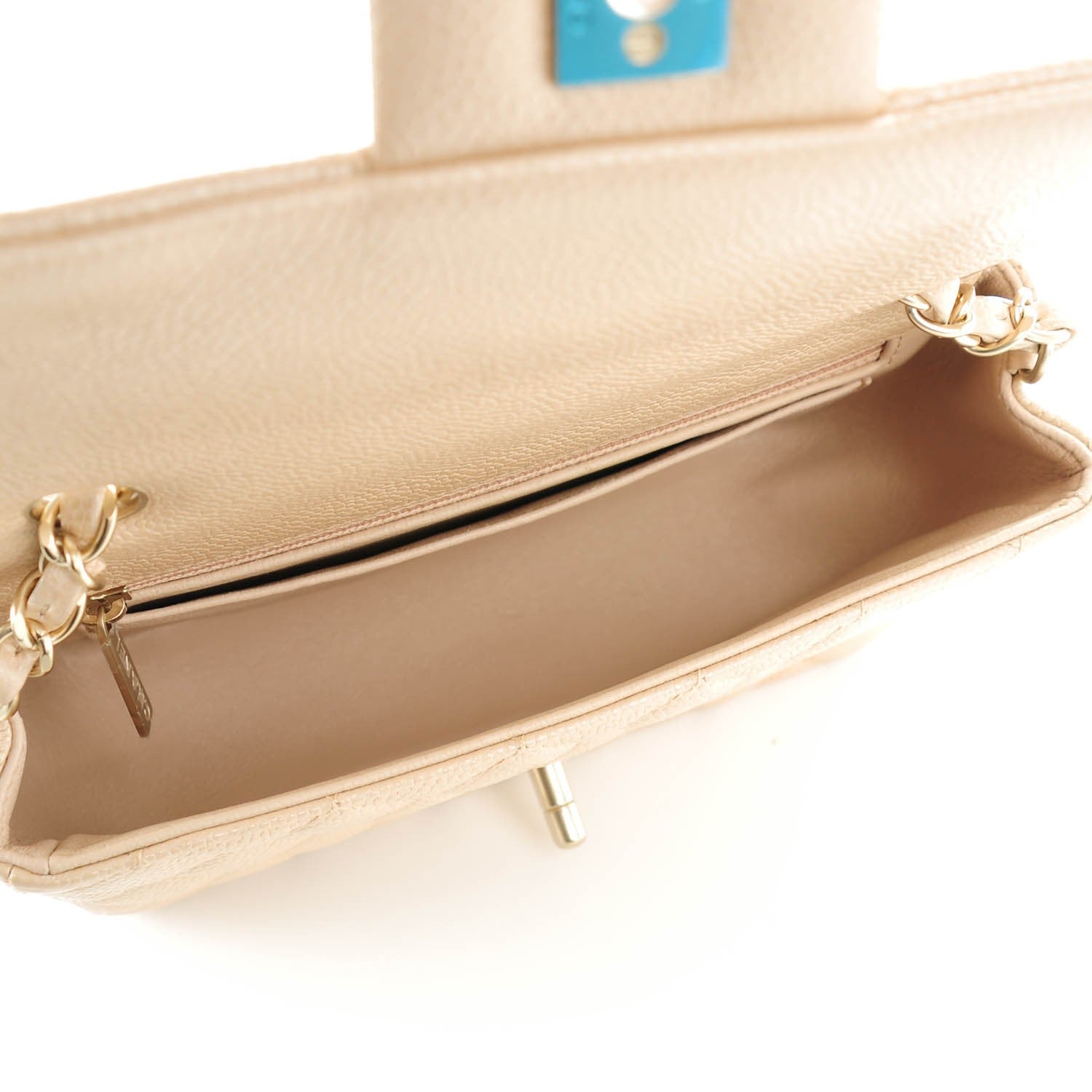 Chanel Pearly Caviar Quilted Mini Rectangular Flap Beige 5 of 8