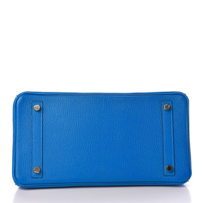 Hermes Chevre Mysore Horseshoe Birkin 30 Bleu Hydra Bleu Paon 6 of 34