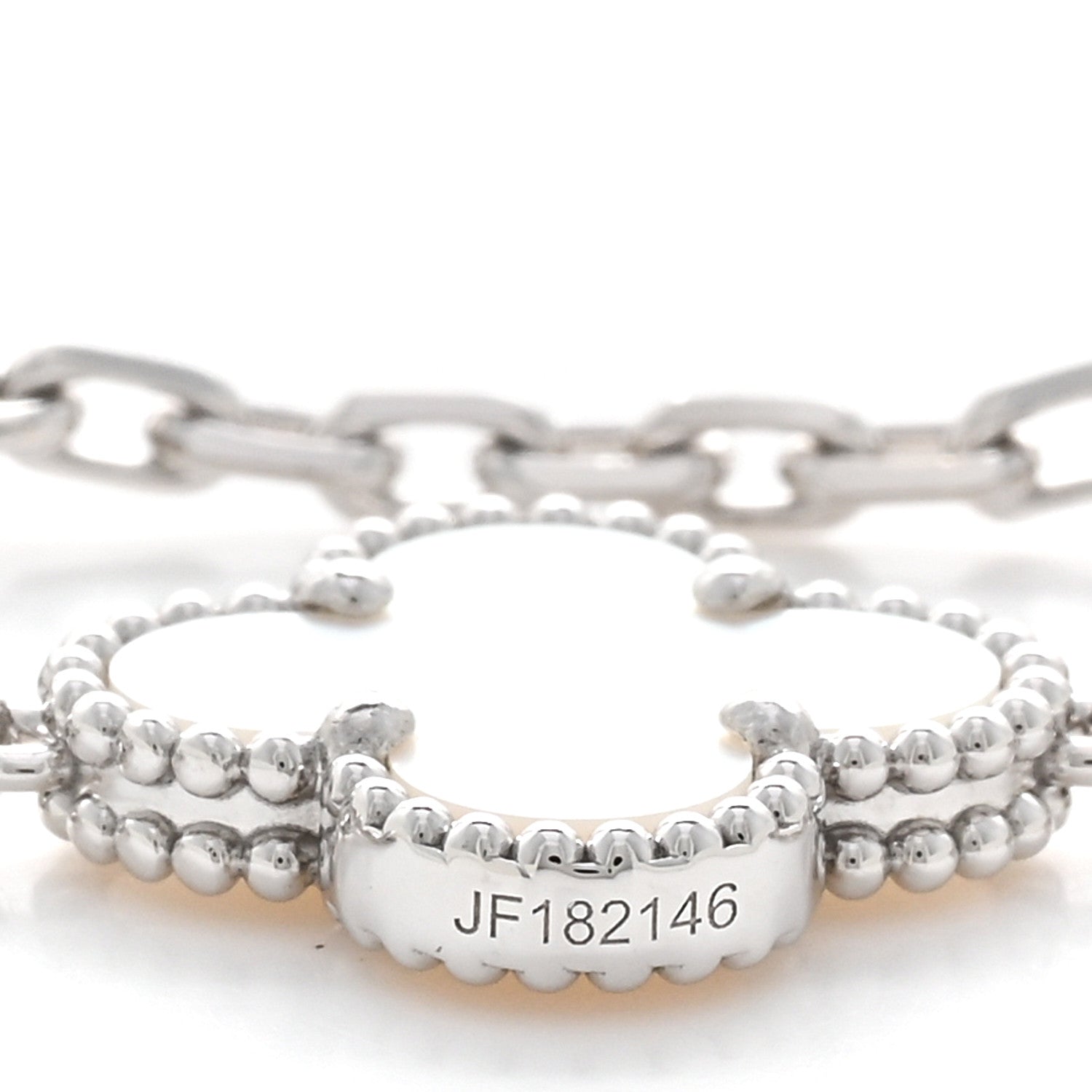 Van Cleef & Arpels 18K White Gold Mother of Pearl 5 Motifs Vintage Alhambra Bracelet 4 of 5
