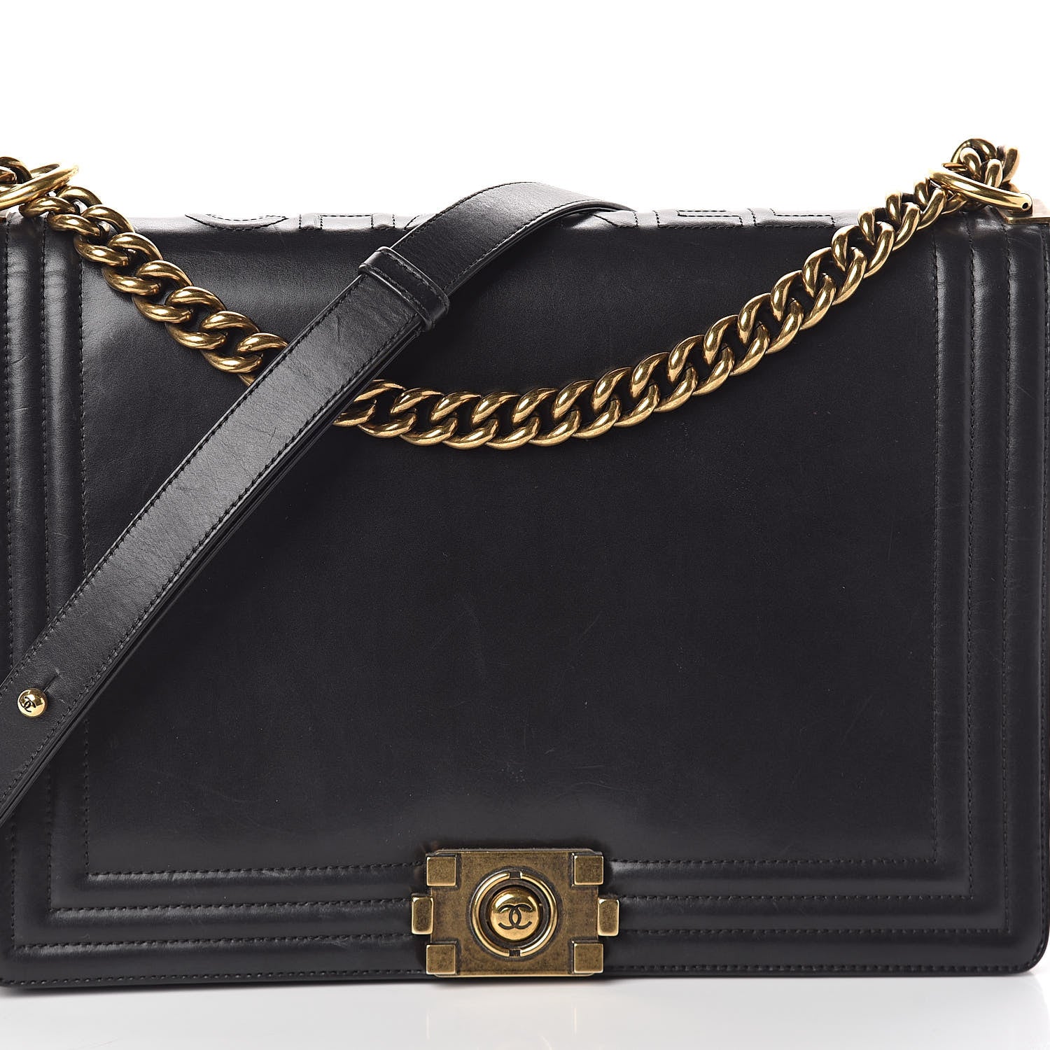 Chanel Glazed Calfskin Large Boy Flap Black 8 of 11