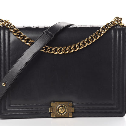 Chanel Glazed Calfskin Large Boy Flap Black 8 of 11
