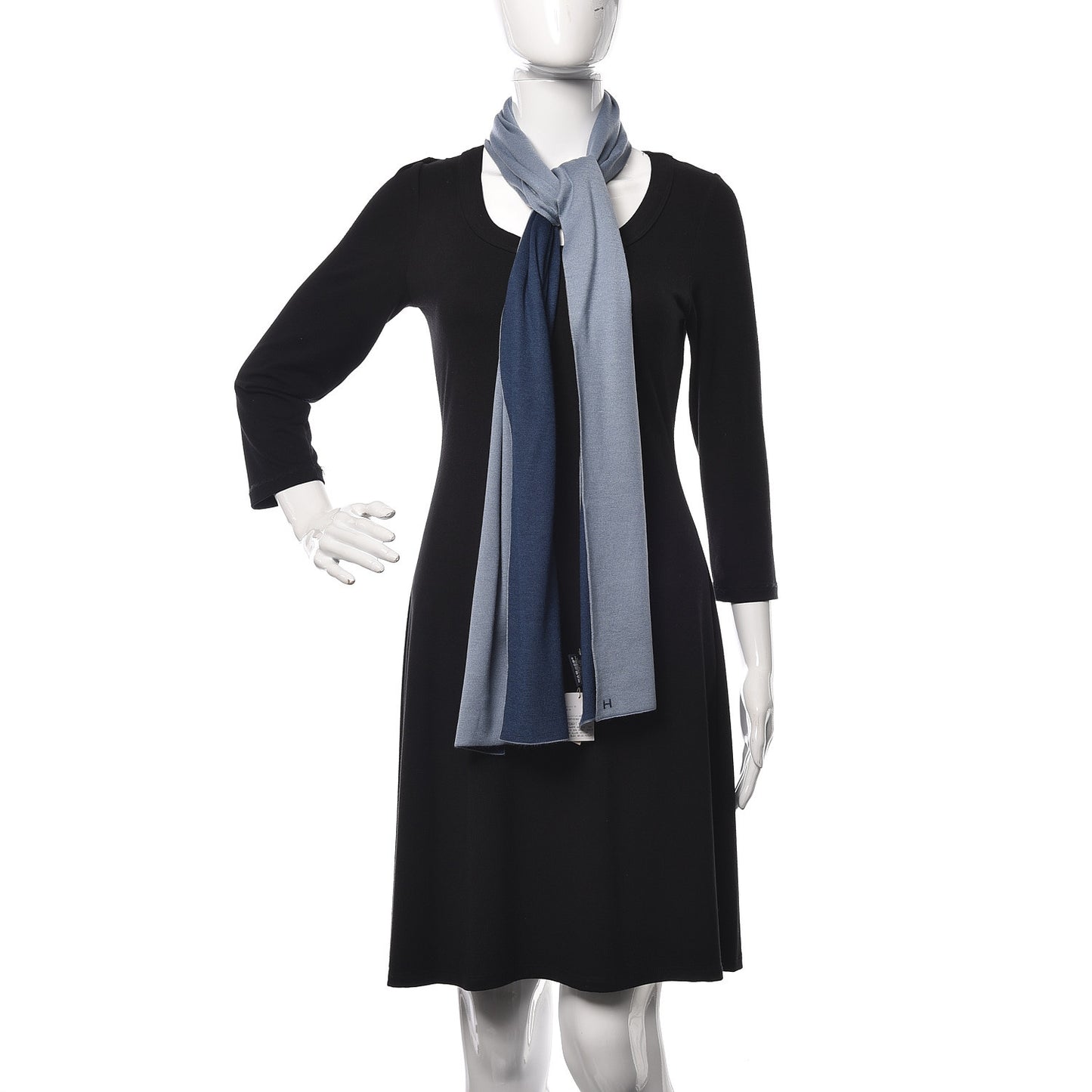 Cashmere Silk Aller Retour Scarf Bleu Gris Ocean