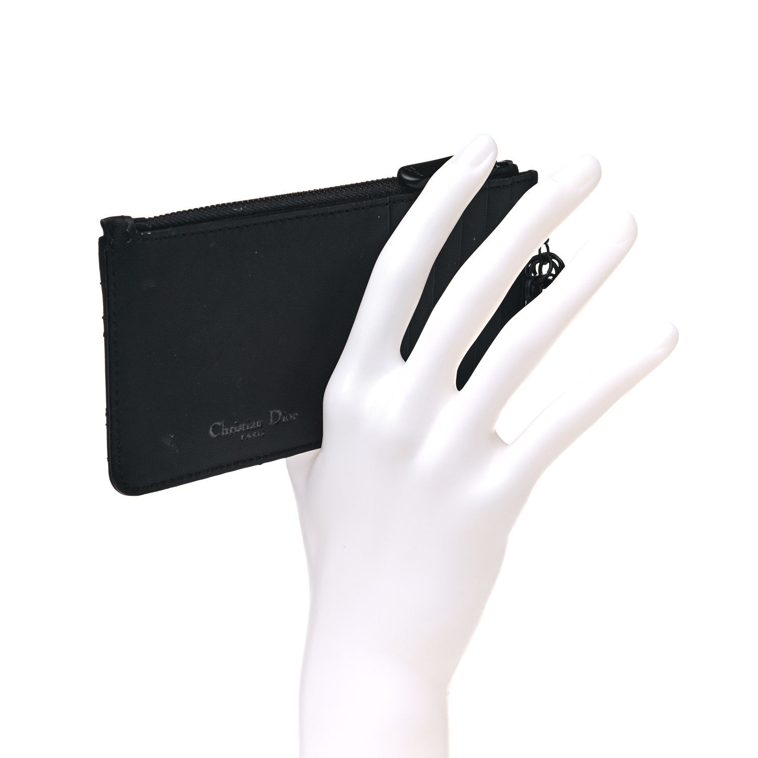 Christian Dior Ultra Matte Lambskin Cannage Small Lady Dior Zip Card Holder Black 2 of 10
