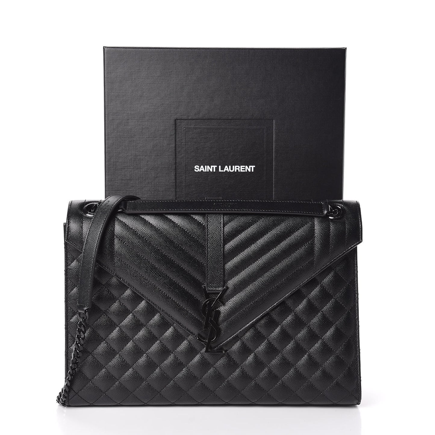 Grain De Poudre Textured Mixed Matelasse Large Triquilt Monogram Monochrome Satchel Black