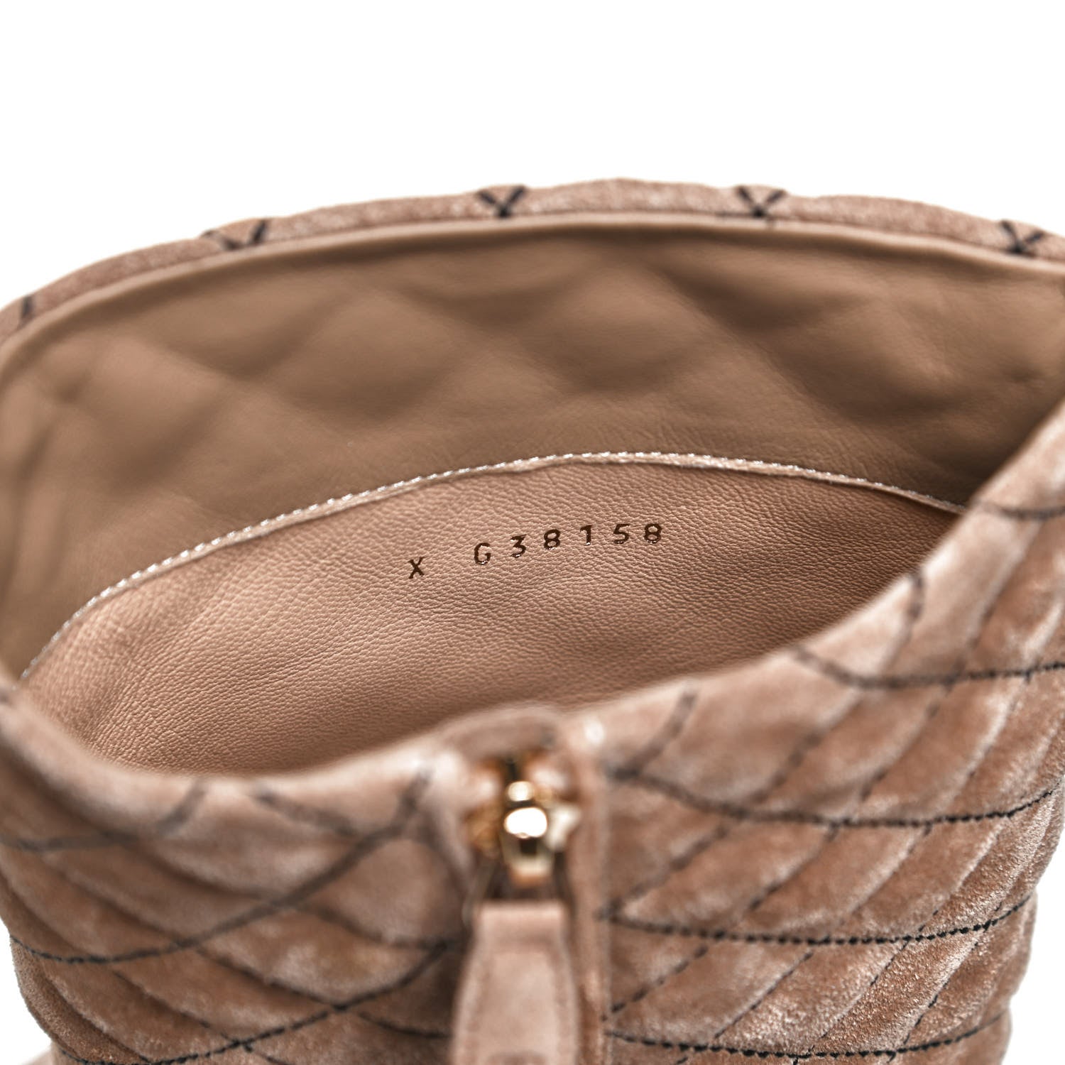 Chanel Suede Quilted CC High Boots 38 Dark Beige Black 10 of 11