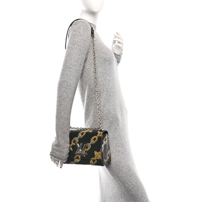 Louis Vuitton Epi Chain Flower Twist Shoulder Bag MM Black 2 of 10