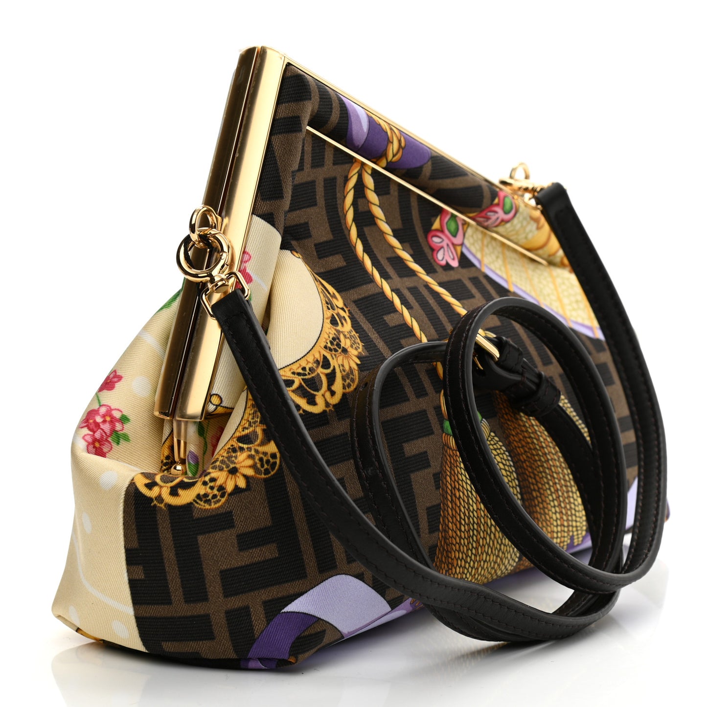 X VERSACE Silk Fendace FF Fans Small Fendi First Tobacco Moro Black Multicolor