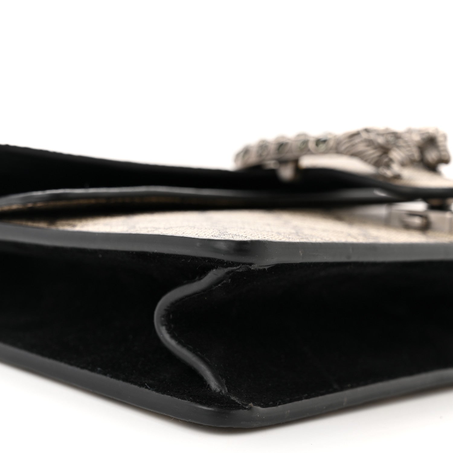 Gucci GG Supreme Monogram Suede Crystal Small Dionysus Shoulder Bag Beige Ebony Black 9 of 10