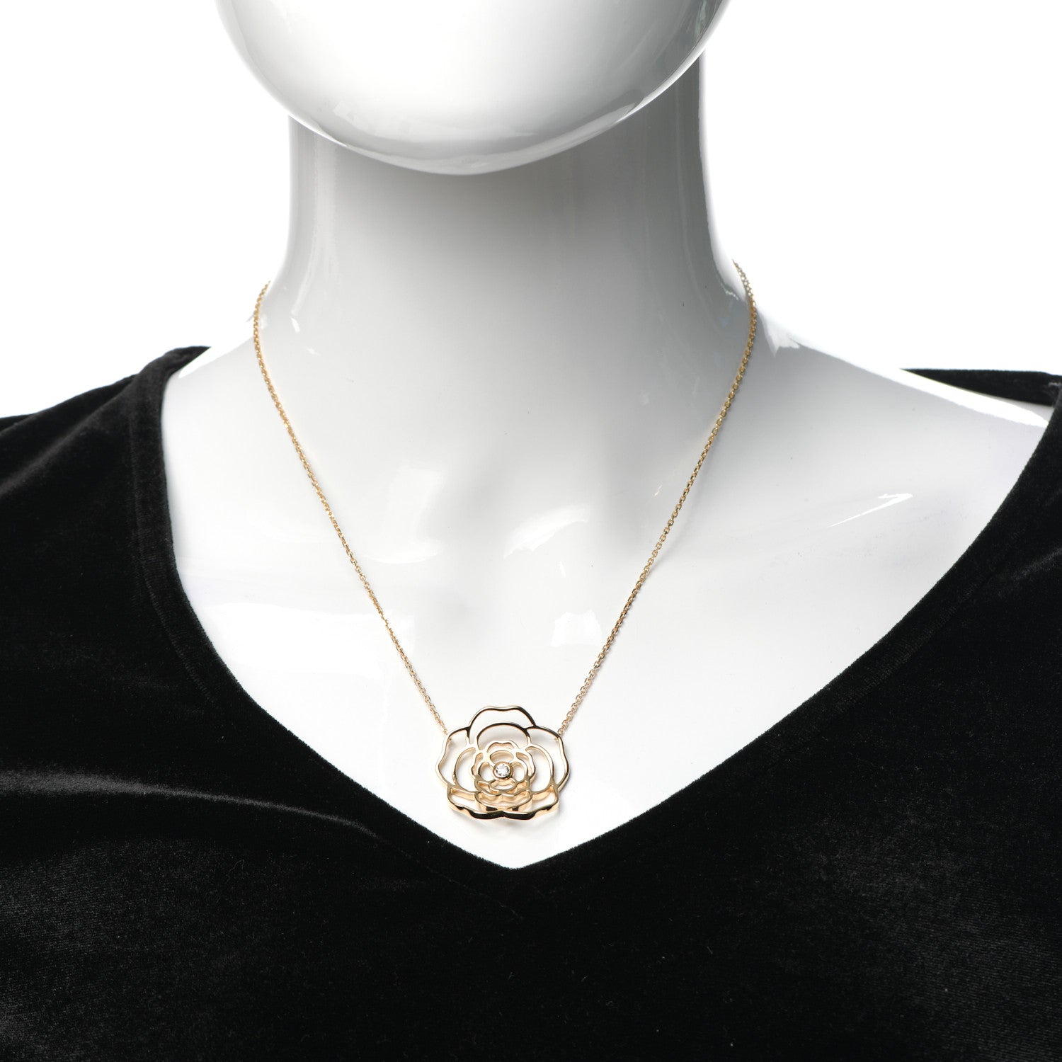 Chanel 18K Yellow Gold Diamond Petales de Camelia Necklace 828236