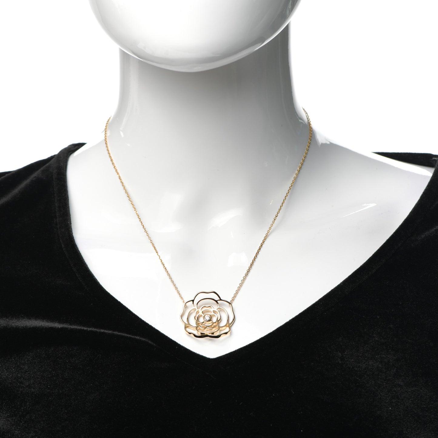 18K Yellow Gold Diamond Petales de Camelia Necklace
