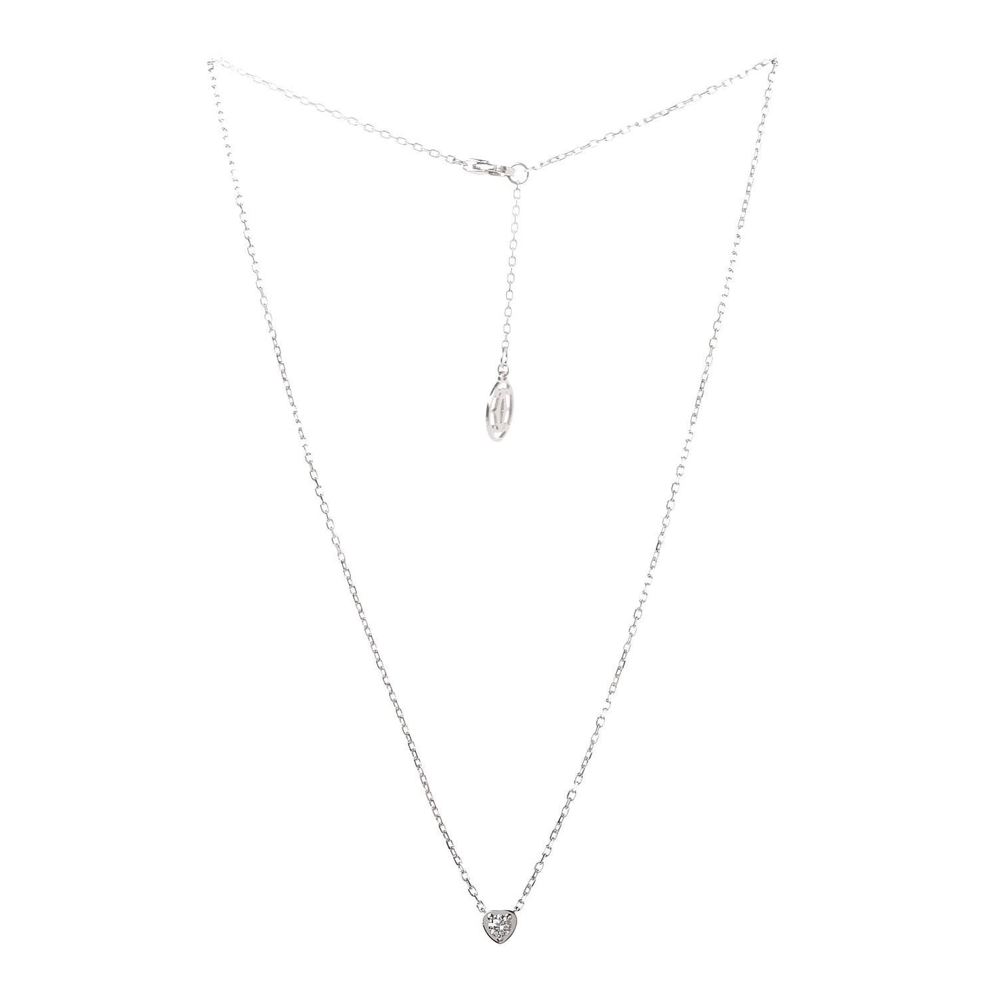 18K White Gold Diamond D'Amour Heart Pendant Necklace