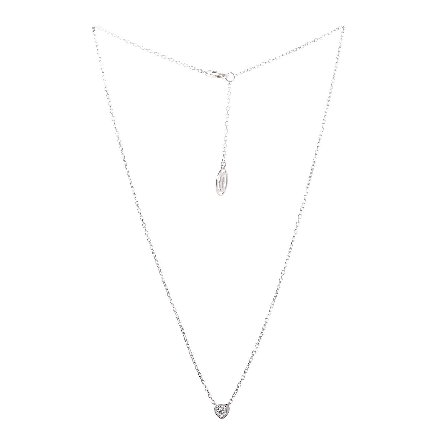 Cartier 18K White Gold Diamond D'Amour Heart Pendant Necklace 3 of 7