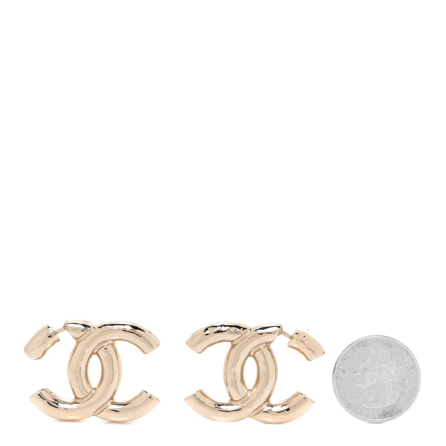 Metal Large CC Earrings Light Gold