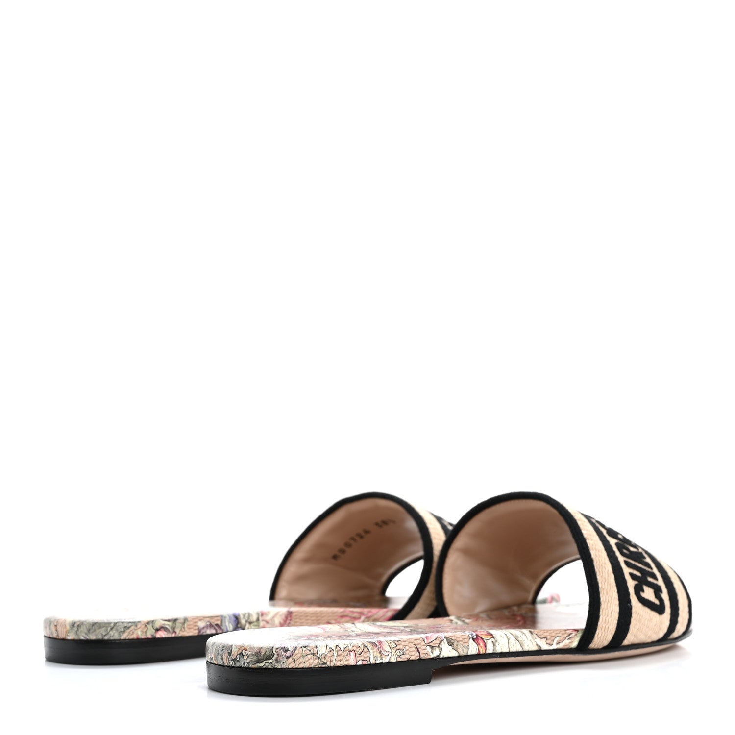 Christian Dior Straw Embroidered Cabinet De La Mer Dway Flat Slide Sandals 38.5 Multicolor 5 of 9