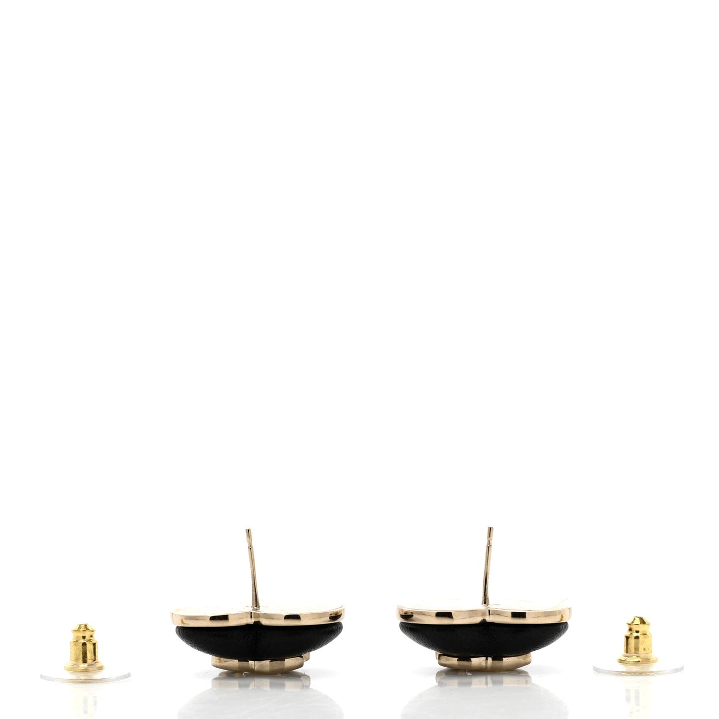 Lambskin CC Heart Earrings Black Gold