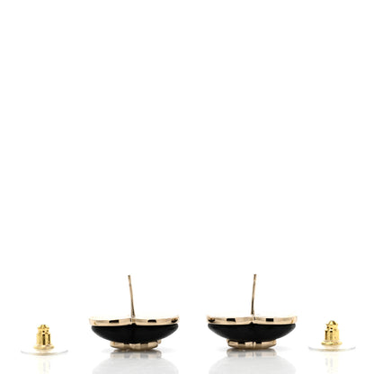 Chanel Lambskin CC Heart Earrings Black Gold 4 of 4