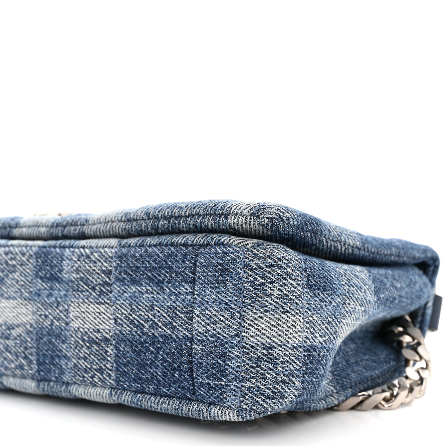 Denim Quilted Check Small Lola Bag Blue