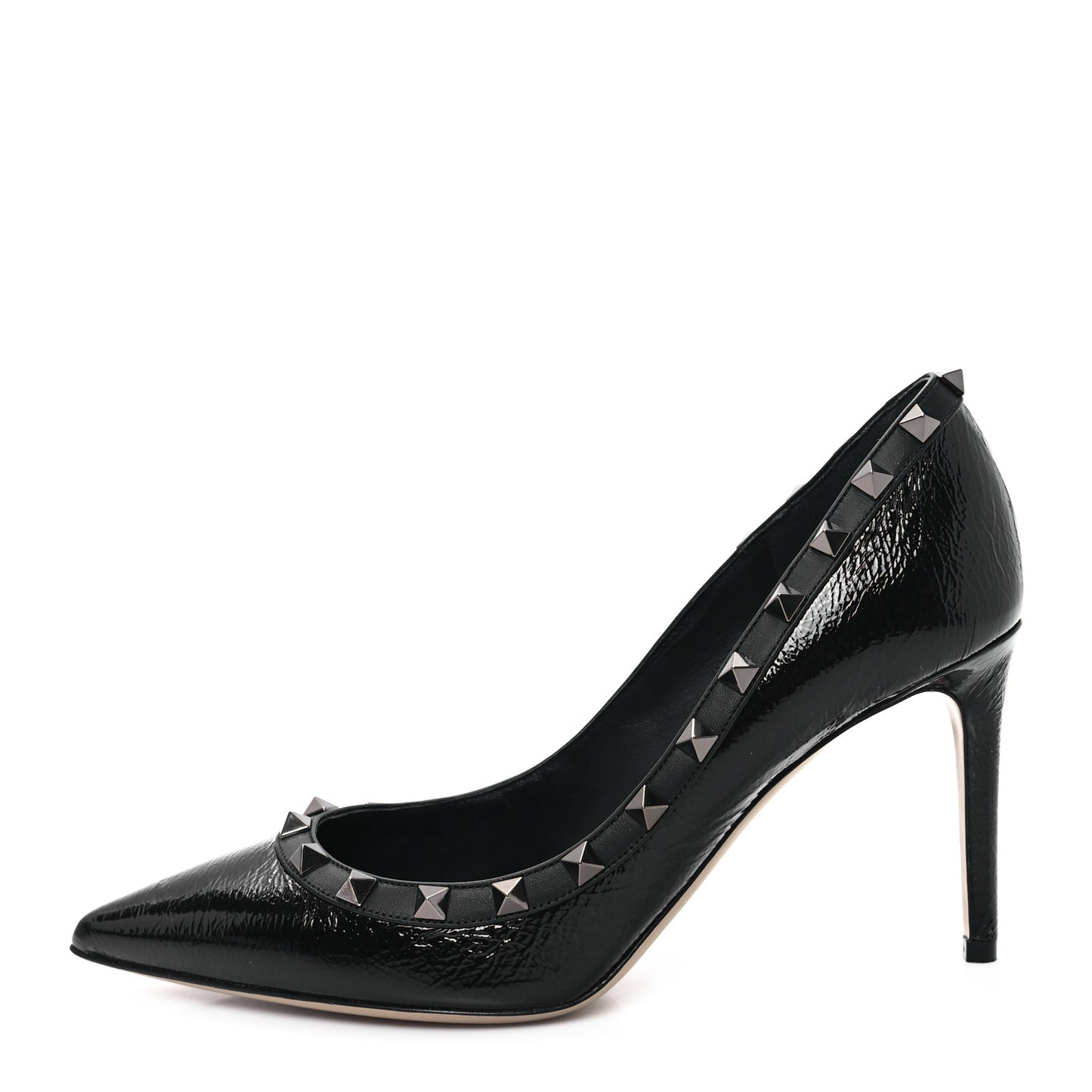 Patent Calfskin Rockstud 100mm Pumps 38.5 Black