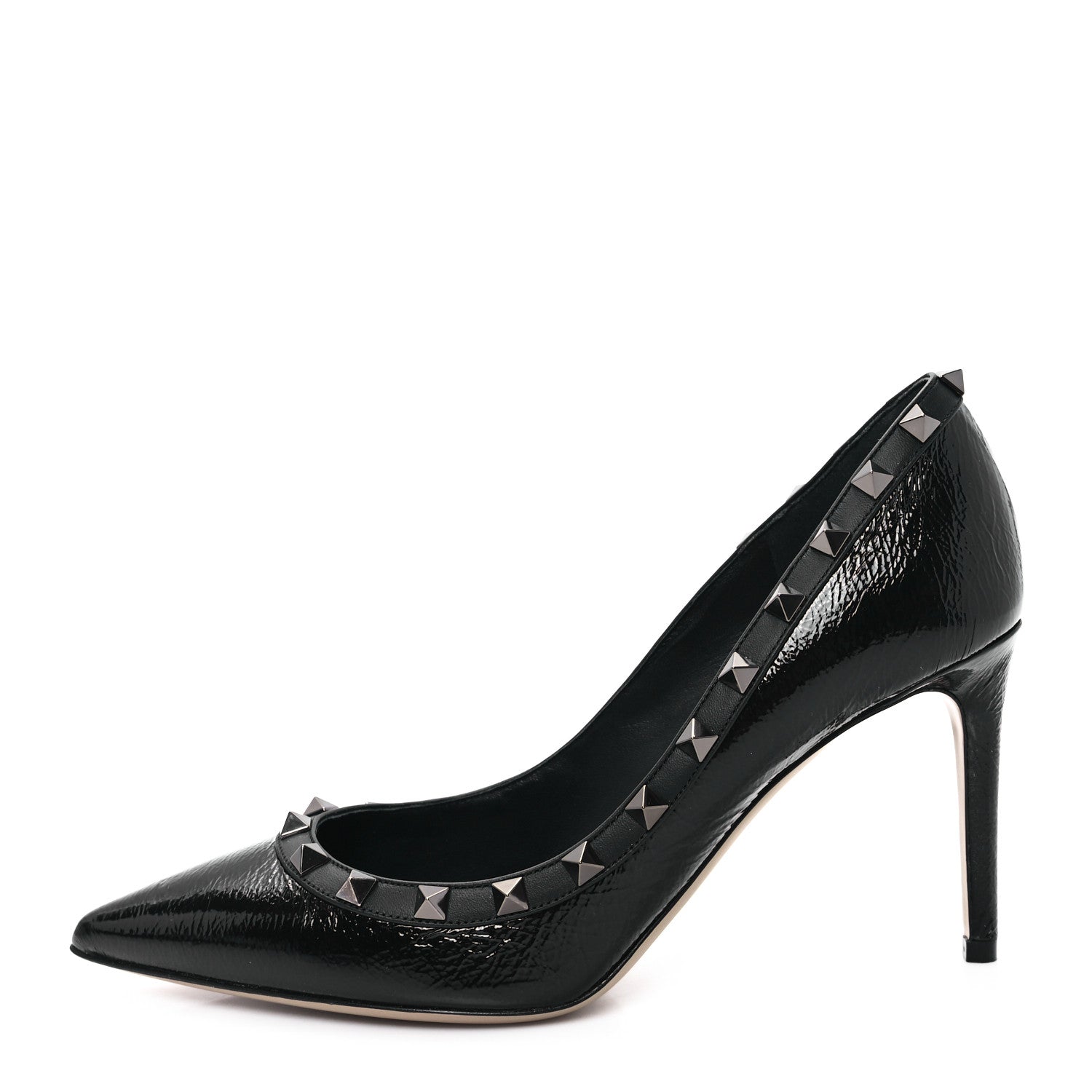 Valentino Garavani Patent Calfskin Rockstud 100mm Pumps 38.5 Black 1 of 10