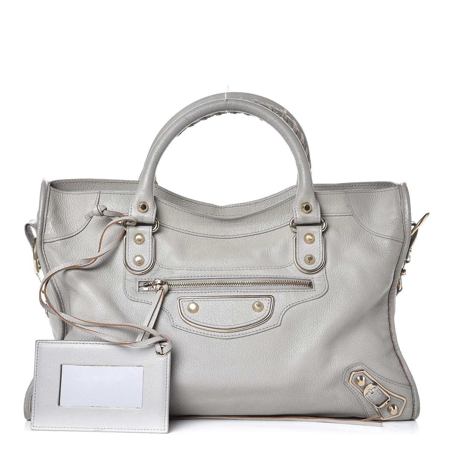 Chevre Gold Metallic Edge Hardware City Gris Perle