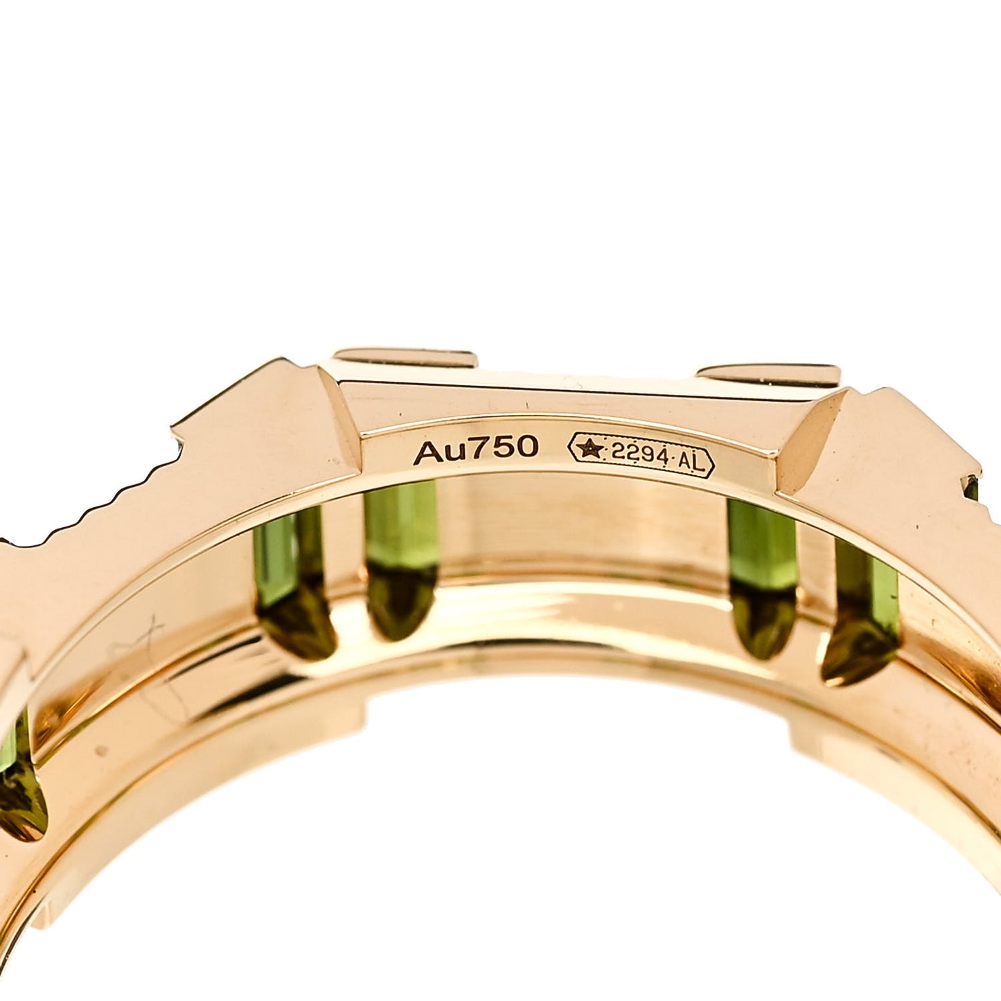 18K Yellow Gold Green Tourmaline 7mm Link to Love Ring 47 4.25
