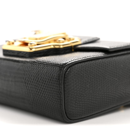 Dolce & Gabbana Calfskin Iguana Embossed Mini Lucia Satchel Black 9 of 13