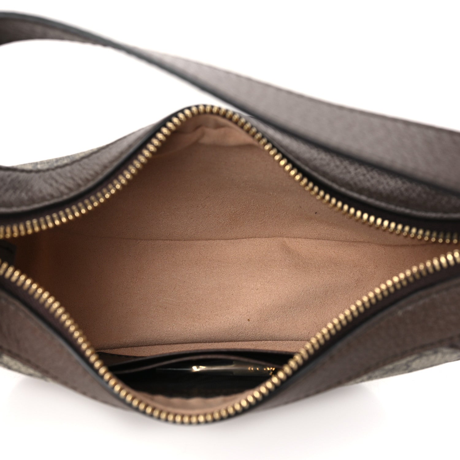 Gucci GG Supreme Monogram Textured Calfskin Web Mini Ophidia Half Moon Hobo Beige Ebony New Acero 5 of 9