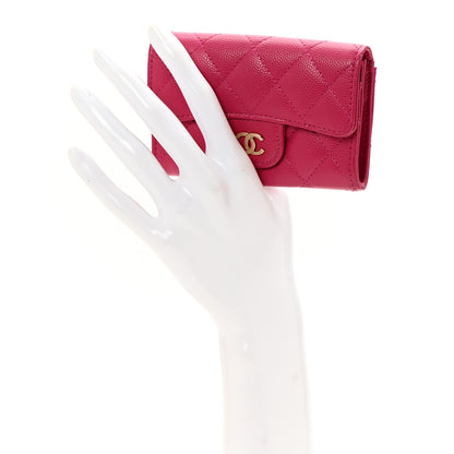 Chanel Caviar Quilted Flap Card Holder Wallet Dark Pink 2 of 9